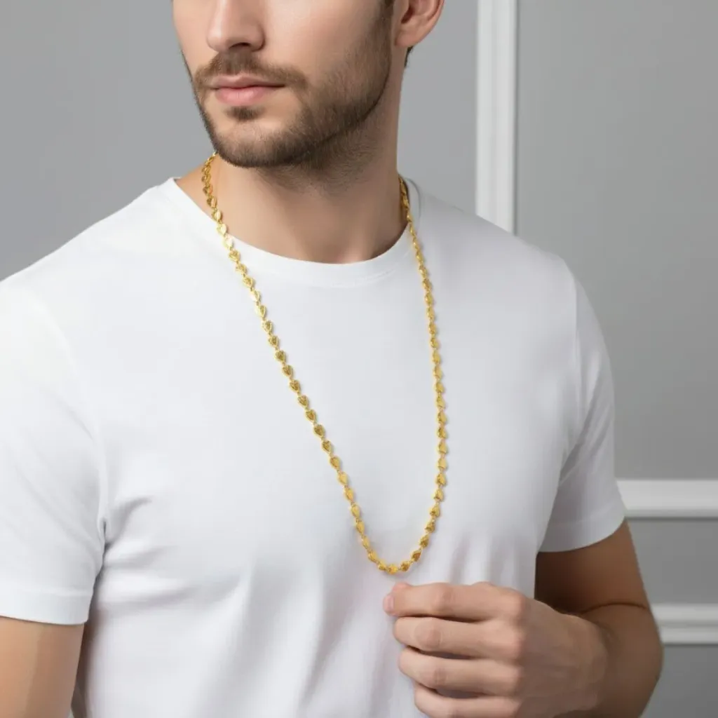 Gold Platted Necklace Handmade Brass Chain for Men