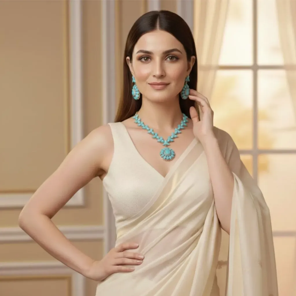 Sky Blue Elegance Necklace Set