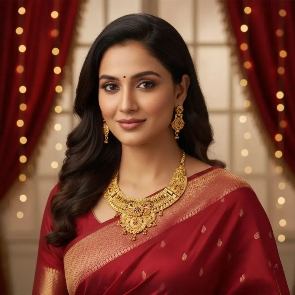 Glamorous Gold Plated Necklace Set - Shine Brigh